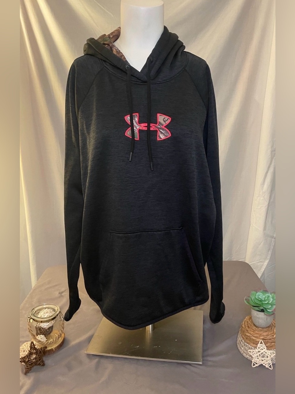 Under Armour Black Hoodie with Pink Accent Logo